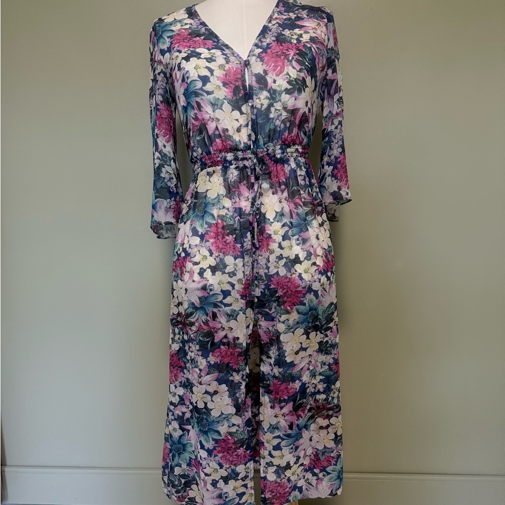 Guess Floral Maxi Dress - Pink, Purple, Blue